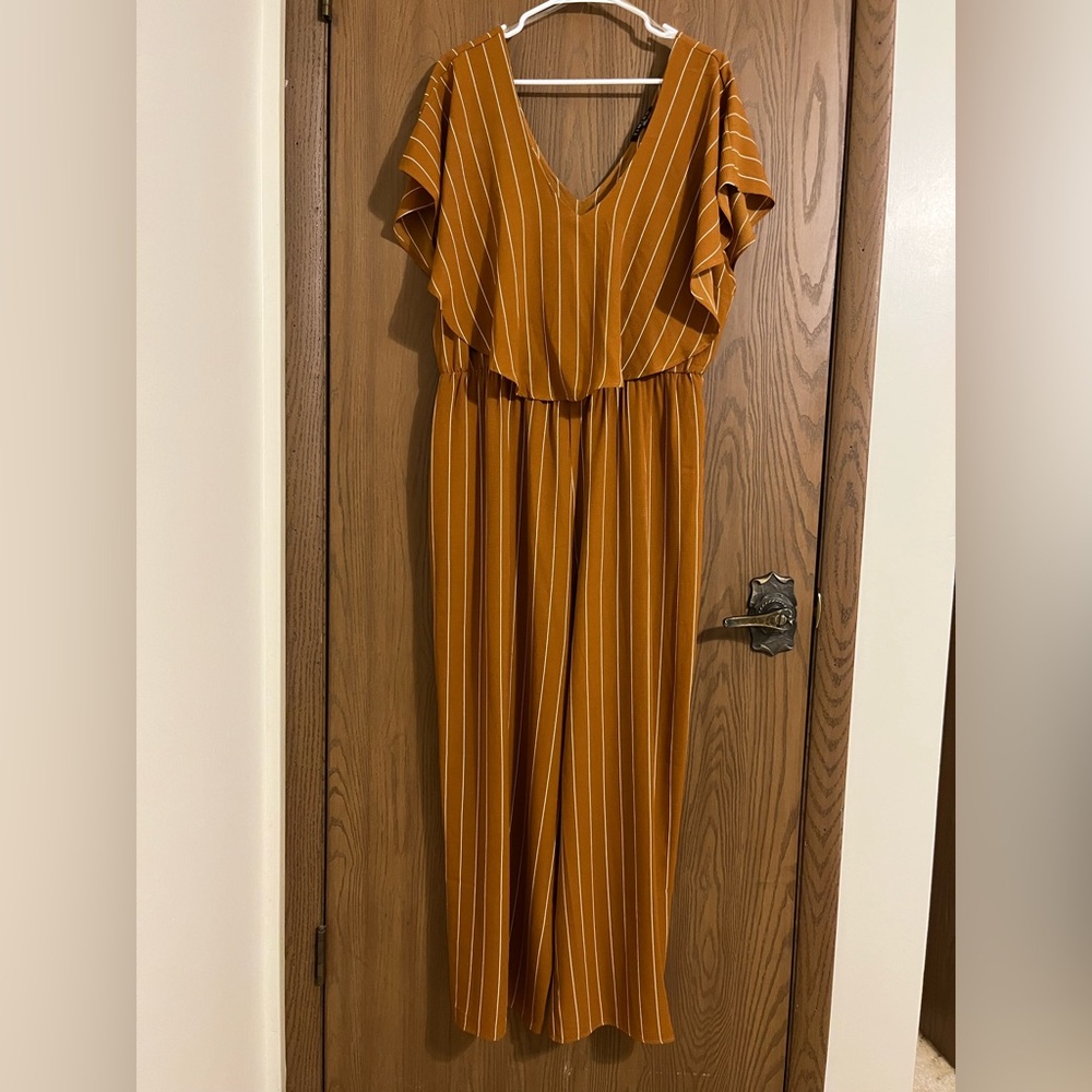 *NWOT* Timing Mustard and White Striped Jumpsuit
